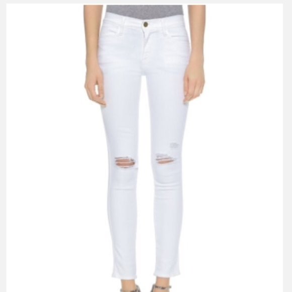 Frame Le High Skinny Blanc Distressed 25 - Picture 1 of 4